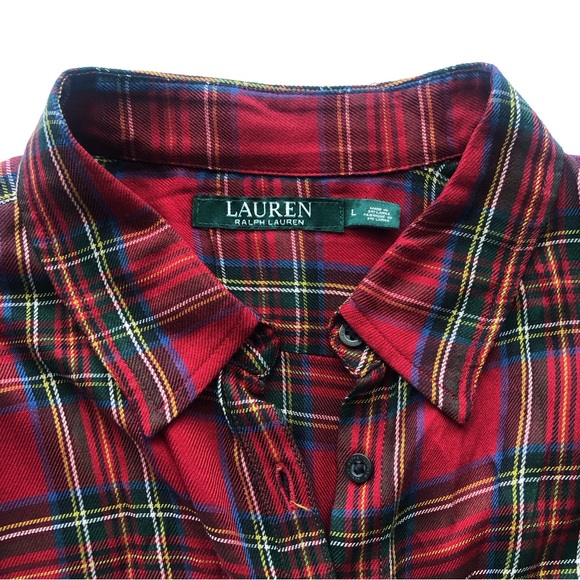 RALPH LAUREN Multi-color Plaid Long Sleeves Blouse – Women's Large - Picture 5 of 11